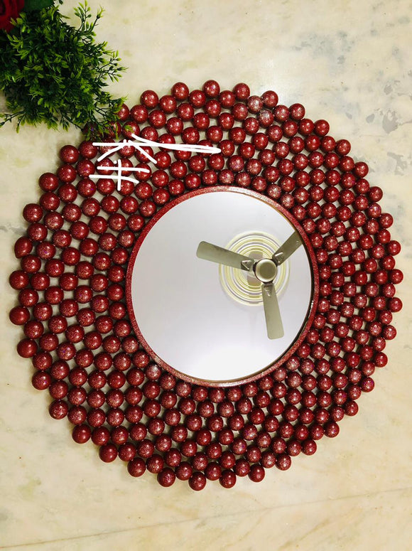 RED GOLD ROUND WALL ART WITH MIRROR -PALRM001