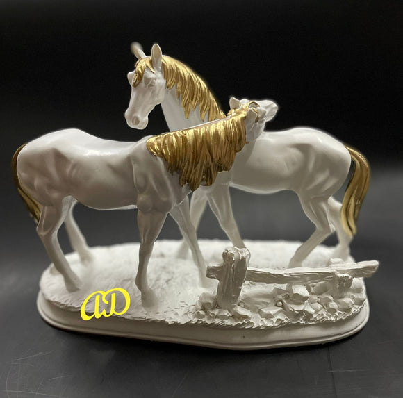 WHITE GOLD FINISH RESIN HORSE STATUE FOR TABLE DECOR-PALHSS001WG