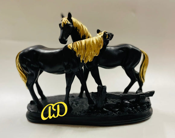 BLACK GOLD FINISH RESIN HORSE STATUE FOR TABLE DECOR-PALHSS001G