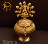 MAYURI , MATTE GOLD FINISH LAKSHMI KUMKUM DABBI/KUMKUM CHEPPU FOR WOMEN -LRKMKM001MY
