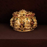 KANAKA LAKSHMI , MATTE GOLD FINISH LAKSHMI KUMKUM DABBI/KUMKUM CHEPPU FOR WOMEN -LRKMKM001K