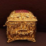 MITHALI , MATTE GOLD FINISH LAKSHMI KUMKUM DABBI/KUMKUM CHEPPU FOR WOMEN -LRKMKM001MI