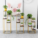 SQUARE METAL STAND WITH MARBLE SHELF FOR  PLANTER /  PLANTER STAND /SHELF-ANUBSQPS001
