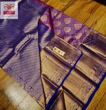 VIOLET TISSUE BROCADE PURE  KANJEEVARAM SILK SAREE FOR WOMEN -PDSV001