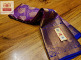 VIOLET TISSUE BROCADE PURE  KANJEEVARAM SILK SAREE FOR WOMEN -PDSV001