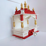 BAGWAN MANDAP IN WOOD WITH RED AND WHITE COLOR COMBINATION FOR PUJA-ANUBRBM001