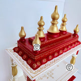 BAGWAN MANDAP IN WOOD WITH RED AND WHITE COLOR COMBINATION FOR PUJA-ANUBRBM001