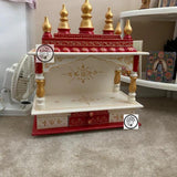BAGWAN MANDAP IN WOOD WITH RED AND WHITE COLOR COMBINATION FOR PUJA-ANUBRBM001