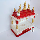 BAGWAN MANDAP IN WOOD WITH RED AND WHITE COLOR COMBINATION FOR PUJA-ANUBRBM001