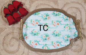 PASTEL BEAUTY BEAUTIFUL MDF RESIN TRAY WITH GOLDEN HANDLES -LRRT001PB