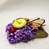 SET OF 6 , CANDLES ON ARTIFICIAL LEF DECORATION FOR DIWALI -SKDDD001