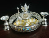 GERMAN SILVER PUJA THALI SET WITH PUJA ACCESSORIES FOR DIWALI -CZYPT001