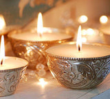 SET OF 6 ,SILVER FINISH  VOTIVES WITH WAX-PANIPGSD001