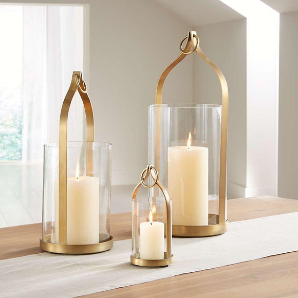 SET OF 3 , ELEGANT GOLD FINISH CANDLE HOLDERS WITH GLASS-ANUBCH001