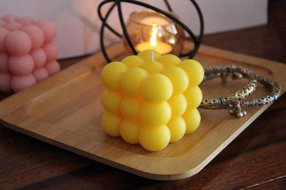 YELLOW COLOR SET OF 6 , BUBBLE 9 CUBE SCENTED CANDLES FOR DIWALI DECORATION-LRDQ001