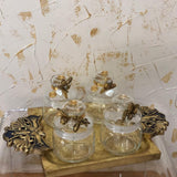 Elegant Wooden tray with jars set-SKDWTJS001