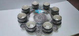 NIVEDYAM,   German Silver washable tray with Antique German Silver washable KumKum bowls-SNTKMKMB001