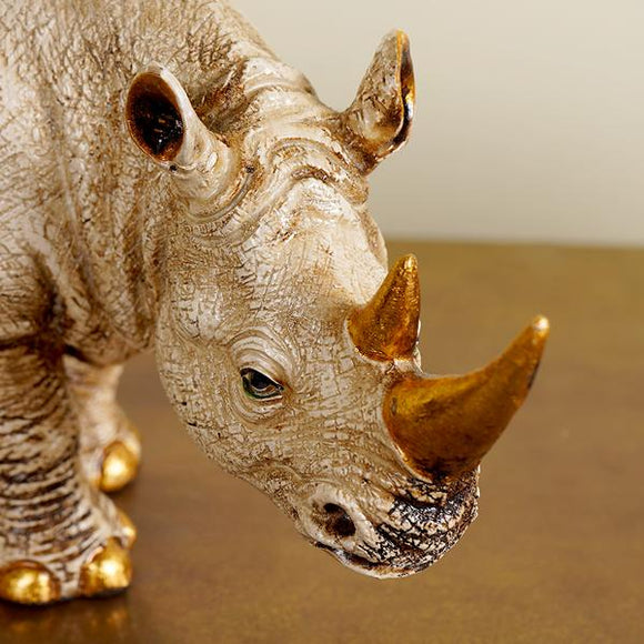 Golden-Horned Rhino Table Accent-PIHURTD001