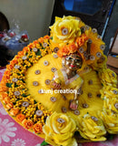 Presenting Yellow Basanti Poshak in Beautiful Floral work -POSHYB001