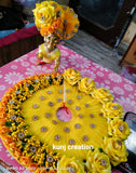 Presenting Yellow Basanti Poshak in Beautiful Floral work -POSHYB001