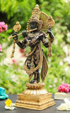 BANSURIWALA, BLACK AND GOLD FINISH KRISHNA  BRASS STATUE -SKDKBS001BW