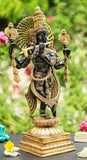 BANSURIWALA, BLACK AND GOLD FINISH KRISHNA  BRASS STATUE -SKDKBS001BW
