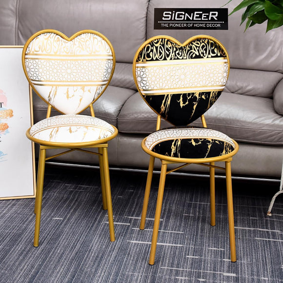 Makeup Dresser Chair Nordic Fairy Heart Chair  with Heart Backrest Bedroom Luxury Princess Dressing Chair -ANUBLC001BW