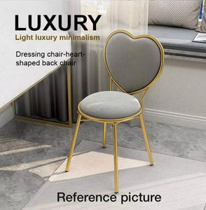 Grey color Makeup Dresser Chair Nordic Fairy Heart Chair  with Heart Backrest Bedroom Luxury Princess Dressing Chair -ANUBLC001GY