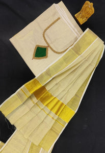 KRISHNA , Gold Tissue Aari Work Churidar Set for Women-CFR001SS