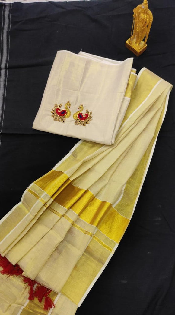MAYURI  , Gold Tissue Aari Work Churidar Set for Women-CFR001M