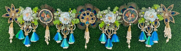 BEAUTIFUL RADHA KRISHNA FLORAL BANDANWAR WITH PEACOCK FEATHERS FOR DOOR DECORATION-SKDHDD001P