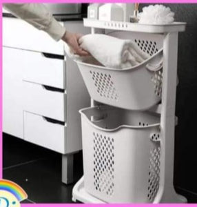 Two-way rotating laundry basket, plastic extra large pulley