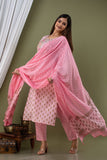 PC PINK DESIGNER KURTI PANT AND DUPPATTA-MADHKPD001