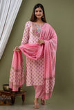 PC PINK DESIGNER KURTI PANT AND DUPPATTA-MADHKPD001