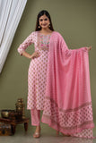PC PINK DESIGNER KURTI PANT AND DUPPATTA-MADHKPD001