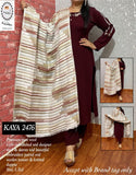 KAYA KURTIZ- MAROON WOOLLEN KURTI AND PANTS WITH KNITTED DUPPATTA FOR WOMEN -INDRIWK001M