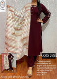 KAYA KURTIZ- MAROON WOOLLEN KURTI AND PANTS WITH KNITTED DUPPATTA FOR WOMEN -INDRIWK001M