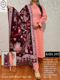 KAYA KURTIZ- PINK WOOLEN KURTI AND PANTS WITH MAROON HEAVY KASHMIRI DUPPATTA FOR WOMEN -INDRIWK001PM