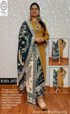 KAYA KURTIZ- MUSTARD YELLOW  WOOLEN KURTI AND PANTS WITH HEAVY KASHMIRI DUPPATTA FOR WOMEN -INDRIWK001MY