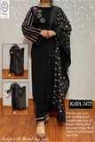KAYA KURTIZ- WOOLLEN KURTI AND PANTS WITH SILK DUPPATTA FOR WOMEN -INDRIWK001BL