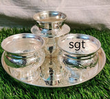 Full set German Silver washable design plate  and Pooja set-SNPS001