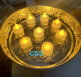 SUJATA, GERMAN SIVER DESIGNER PLATE WITH ELEPHANT LEGS AND 9 LED DIYAS-SNPD001