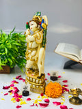 MURALIDAR, MARBLE FINISH KRISHNA WITH COW DIVINE FIGURINE-PANIPKC001