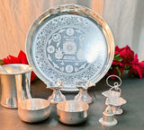 SURABHI GERMAN SILVER POOJA THALI SET -SKDPTS001S