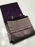 PURPLE MAGIC, DEEP PURPLE COLOR PURE AUNTENTIC ORIGINAL CHANDERI SILK SAREE FOR WOMEN -SAPCSS001