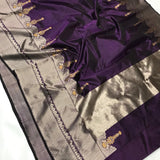 PURPLE MAGIC, DEEP PURPLE COLOR PURE AUNTENTIC ORIGINAL CHANDERI SILK SAREE FOR WOMEN -SAPCSS001