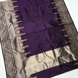 PURPLE MAGIC, DEEP PURPLE COLOR PURE AUNTENTIC ORIGINAL CHANDERI SILK SAREE FOR WOMEN -SAPCSS001