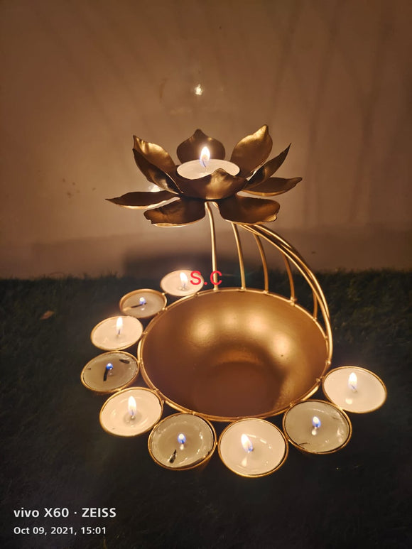 9 Tea -light lotus bowl urli with lotus flower on top -PRACHILBU001