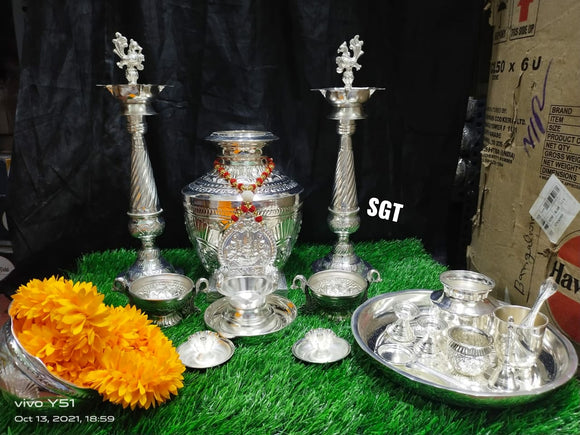 DUSSEHRA FESTIVAL SPECIAL GERMAN SILVER PUJA SET -SNDFPS001