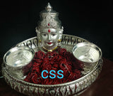 SHIVAKAMI, GERMAN SILVER TRAY WITH BOWLS , AMMAN FACE AND CHITTI BANGLES-SNGST001CB